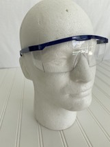 Safety Glasses 4 Pack Clear Blue Trim  Fit Over Most Glasses Side Shields - £9.46 GBP
