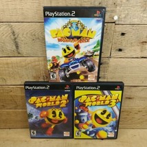 Lot 3 Pac-Man World, 2, &amp; 3 World Rally  PlayStation PS2 Complete CIB E Everyone - $28.17