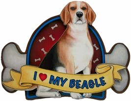 I love My Beagle Artwood Fridge Magnet - $6.99