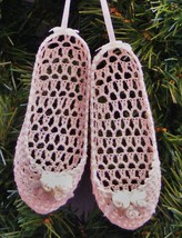 Victorian Ecru Crochet Ballet Slippers Christmas Tree Ornament - £10.22 GBP