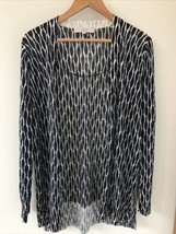 Ann Taylor Loft Navy Blue Patterned Quick Dry Travel Cardigan Sweater L 44&quot; - £24.03 GBP