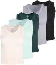 Real Essentials 5 Pack: Women&#39;s Seamless Ribbed Sleeveless Cropped Scoop... - $25.00
