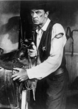 Gary Cooper as embattled Will Kane draws gun in stable High Noon 5x7 photo - $5.75