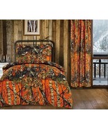 4 pc Orange Camo Woods Twin Comforter and microfiber sheets 1 pillow case - $54.66 CAD