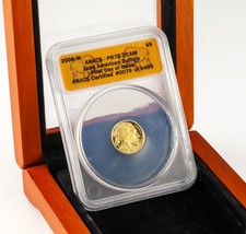 2008-W 1/10 Oz. Oro Buffalo con Prova Selezionato PR70 DCAM Da Anacs Fdoi / Case - £747.80 GBP