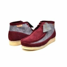 British Walkers Walker 100 Wallabee Boots Men&#39;s Burgundy and Gray Suede - $179.95