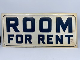 Vtg 1950s Metal Sign Room For Rent 15&quot; x 7” Frank &amp; Fred Edwards Dallas USA - £31.00 GBP