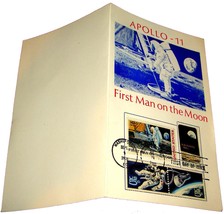 Vintage 1969 Apollo 11 First Day Issue Stamps &amp; Historical Card Neil Armstrong - £15.81 GBP