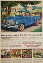 1951 Print Ad Studebaker Pickup Trucks Family &amp; Farm House, Barn - $20.68