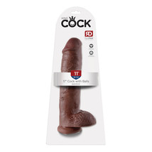 King Cock 11&quot; Cock with Balls Brown - $63.75