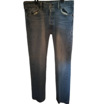 Levis Mens Straight Leg Jeans Blue Stone Wash Button Fly Mid Rise Denim 32 X 32 - £13.15 GBP