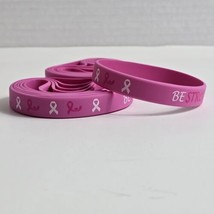 (12) Pink Ribbon Breast Cancer Awareness Bracelets Wristbands Hope Faith Courage - £6.29 GBP