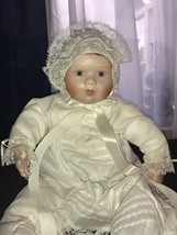 1990 Knowles #  &quot;4921E&quot; Porcelain￼ Doll / Infant 16”, White Christening Gown￼ - £7.50 GBP