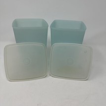 Tupperware Set of 2 1311 Freeze It DEEP SQUARE Container Blue 310 Lid Vintage - £10.92 GBP