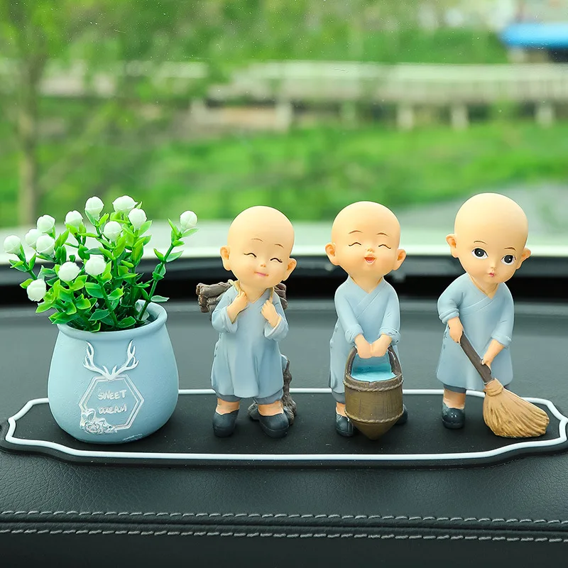 Cute Car Ornaments Buddhist Monks Action Figure Monk Decoration Automotive - £17.61 GBP+