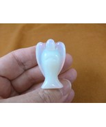 (Y-ANG-552) white Opalite Guardian Angel GEMSTONE stone carving I love a... - $371.09 MXN