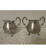 VINTAGE EMPIRE PEWTER SUGAR AND CREAMER 4 LEGGED  - $14.80