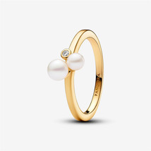 Sterling Silver Pandora Duo Treated Freshwater Cultured Pearls Ring,Gift For Her - £15.97 GBP