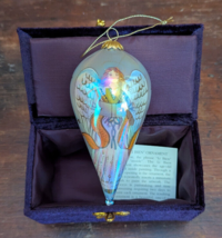 Li Bien 2002 4.5&quot; Angel Tear Drop Hand Painted Glass Christmas Ornament ... - £13.45 GBP