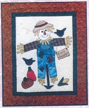 Autumn Halloween Birds Scarecrow Quilt Wall Hanging Applique Pattern 30-1/2 x 37 - £10.41 GBP