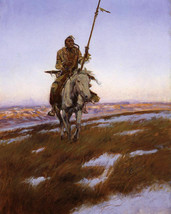 High Quality Oil Painting Native American Indian On Horse Landscape - £55.22 GBP