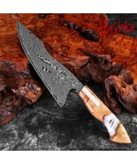 Damascus Kitchen Knife Chef Cutting Butcher Home Cutlery Tool Unique Design New - $98.30