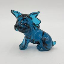 MCM Imperial Art Glass Bulldog Parlour Blue Figurine Rare 3” Paperweight... - $58.50