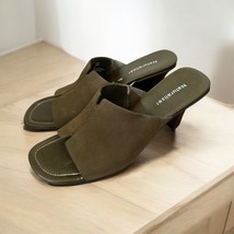 Naturalizer Women&#39;s Size 8 Moss Green Mocha Wedge Suede Sandal Brown Heels - $22.11
