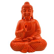 Buddha Meditating Praying 41349 Colorful Orange Dhyana Mudra 7.8" H Resin - $28.71