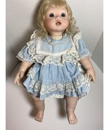 handmade porcelain doll with Dress and Wicker Chair - £254.47 GBP