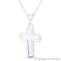 Fancy Modern Christian Cross Lightweight Italy-Made .925 Sterling Silver Pendant - £14.40 GBP+
