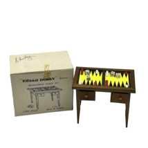 Vintage Dollhouse Miniature Wood Game Table Hello Dolly Backgammon - £19.27 GBP