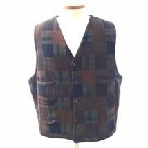 Eddie Bauer Wool Plaid Wool Tartan Hiking Outdoor Vest Men&#39;s Size XL Vin... - $38.88
