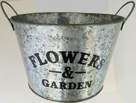 Window Planters Printed ‘Flowers &amp; Garden’ Tall Bucket Galvanized 5.7”H ... - £2.71 GBP+