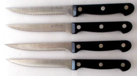 4 Steak Knives high Carbon Steel Blades Full Tang Triple Rivet Handles G... - $19.79