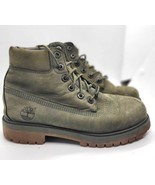 Timberland Boys Leather boots 4 Green Nubuck Rubber Sole Suede Heritage ... - $17.82