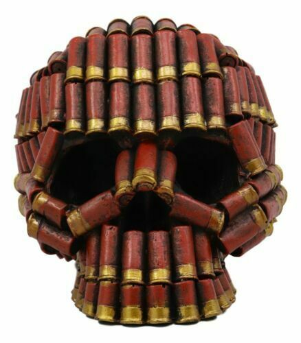 Hunters Ammo 12 Gauge Shotgun Bullet Shell Casings Skull Statue 6.75'L Graveyard