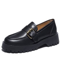 Spring Genuel Leather Thick-Soled Female Girls Students Loafers Casual Daily Sho - £64.58 GBP
