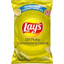 10 Family Size Bags Lay&#39;s Dill Pickle Potato Chips 235g Each- Canada -Free SHIP. - £52.75 GBP