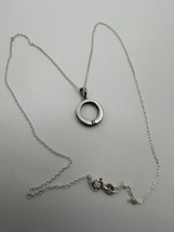 Vintage Sterling Silver Diamond Circle Pendant 2cm Necklace 16” - £23.49 GBP