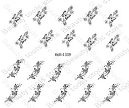 Nail Art Water Transfer Stickers Decal flowers Pretty Butterflies KoB-1339 - £2.35 GBP