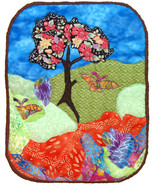 One and One Half Butterflies: Quilted Art wall hanging - $395.00