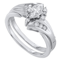 10kt White Gold Marquise Diamond Bridal Wedding Engagement Ring Band Set 1/4 Ctw - £366.90 GBP