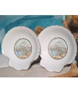 Vintage Lefton Shell Dishes Pair Birds White Egrets Heron Florida 1987 - £16.03 GBP