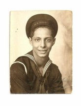 Vintage Black &amp; White Snapshot Junior in US Navy Uniform from June 11 - 1945 - £6.38 GBP