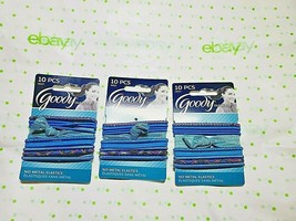 Goody Ouchless No Metal Elastic Ponytail Holders 3 Packs Blues 10 Pieces Each - $9.25