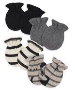 Gerber Baby Boy 4-Pack Organic Cotton Gray/Black Dinosaur Mittens Size 0-3M - £6.23 GBP
