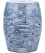 Garden Stool Chain Floral Backless Blue Porcelain Handmade Hand-Cra - £444.86 GBP
