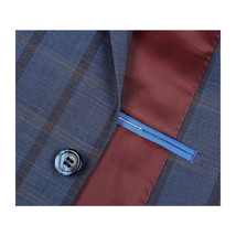 Mens Suit by RENOIR English Plaid Window Pane European Business 291-19 Blue Rust image 5