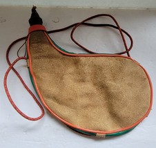 Vtg Bota Bag Wine Water Canteen Distressed Brown Leather Suede Skin Gree... - £15.03 GBP